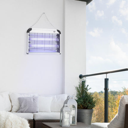 20W Free Standing Wall Hanging Electric Fly Mosquito Killer Bug Zapper - Silver