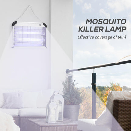 20W Free Standing Wall Hanging Electric Fly Mosquito Killer Bug Zapper - Silver