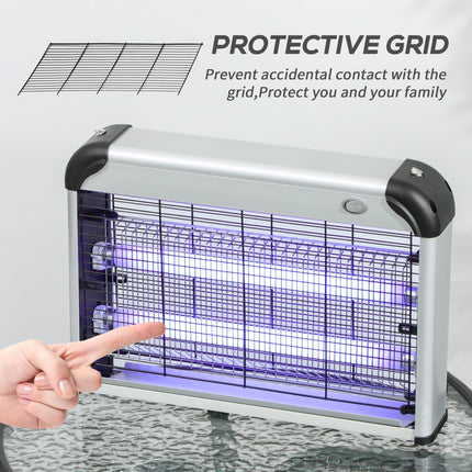 20W Free Standing Wall Hanging Electric Fly Mosquito Killer Bug Zapper - Silver