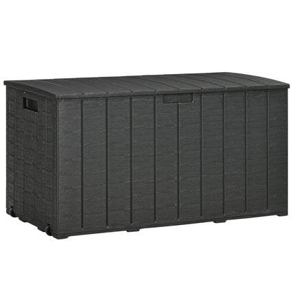 336 Litre Double Wall Outdoor Garden Storage Box with Rollers - Black