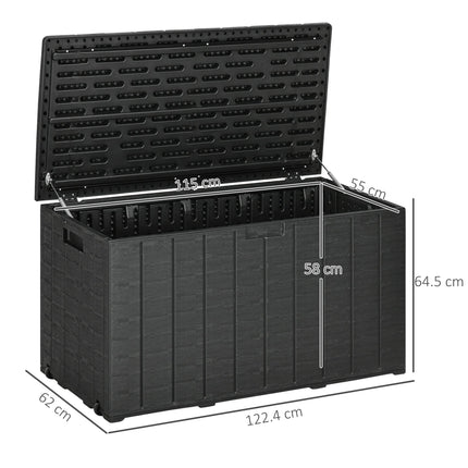 336 Litre Double Wall Outdoor Garden Storage Box with Rollers - Black