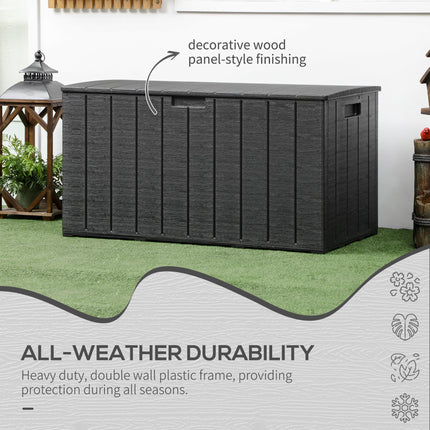 336 Litre Double Wall Outdoor Garden Storage Box with Rollers - Black