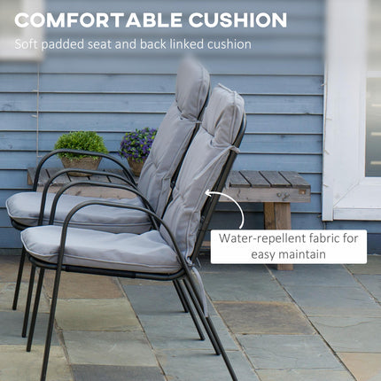 7 Piece Garden Dining Set with Cushioned Armchairs and Tempered Glass Table - Black