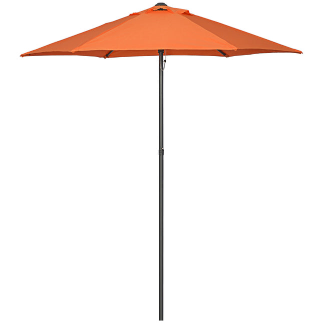 2m Patio Parasol Umbrella with 6 Sturdy Ribs for Garden, Balcony, Bench - Orange