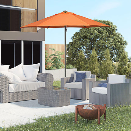2m Patio Parasol Umbrella with 6 Sturdy Ribs for Garden, Balcony, Bench - Orange