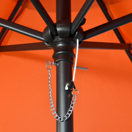 2m Patio Parasol Umbrella with 6 Sturdy Ribs for Garden, Balcony, Bench - Orange