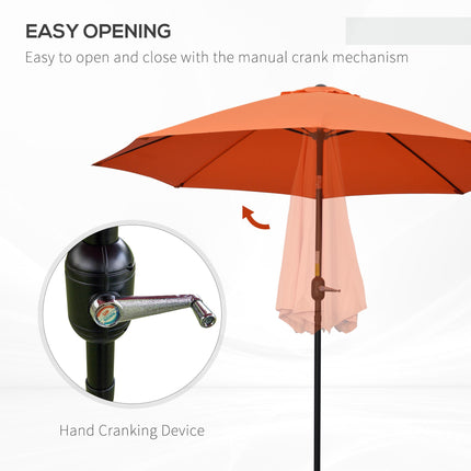2.6 Metre Patio Parasol with Tilt and Crank Aluminium Frame - Orange