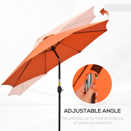 2.6 Metre Patio Parasol with Tilt and Crank Aluminium Frame - Orange