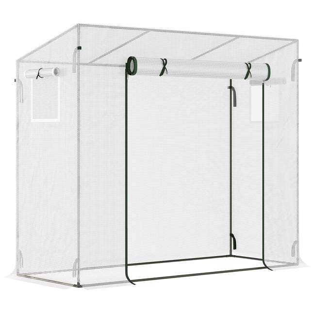 Walk-In Garden Greenhouse with Steel Frame and Window - Green