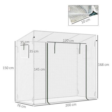 Walk-In Garden Greenhouse with Steel Frame and Window - Green
