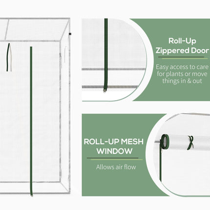 Walk-In Garden Greenhouse with Steel Frame and Window - Green