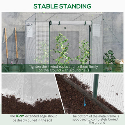 Walk-In Garden Greenhouse with Steel Frame and Window - Green