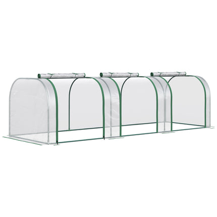 PVC Tunnel Greenhouse with Steel Frame and Zipper Doors 295x100x80cm - Clear