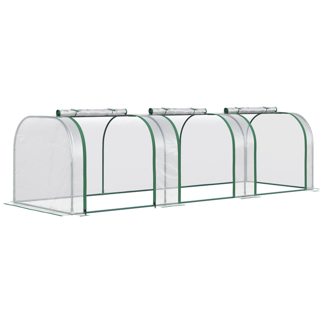PVC Tunnel Greenhouse with Steel Frame and Zipper Doors 295x100x80cm - Clear