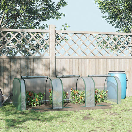 PVC Tunnel Greenhouse with Steel Frame and Zipper Doors 295x100x80cm - Clear
