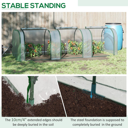 PVC Tunnel Greenhouse with Steel Frame and Zipper Doors 295x100x80cm - Clear