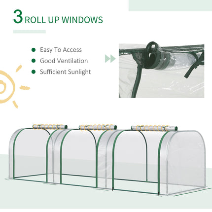 PVC Tunnel Greenhouse with Steel Frame and Zipper Doors 295x100x80cm - Clear