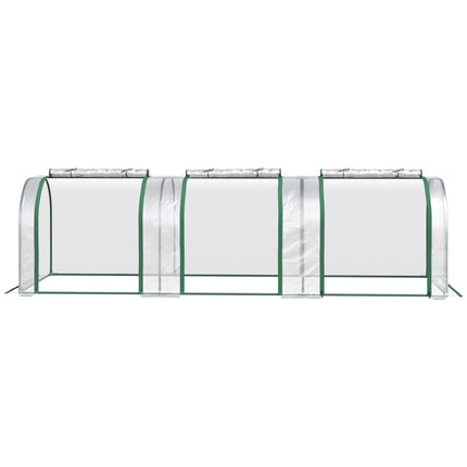 PVC Tunnel Greenhouse with Steel Frame and Zipper Doors 295x100x80cm - Clear