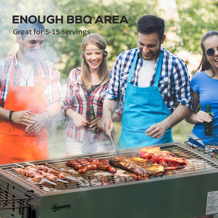 Portable Charcoal Barbecue Grill with Storage Baskets and Adjustable Air Vents - Black
