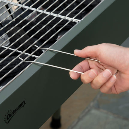 Portable Charcoal Barbecue Grill with Storage Baskets and Adjustable Air Vents - Black