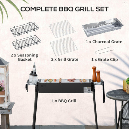 Portable Charcoal BBQ Grill with Seasoning Baskets for Camping Picnic Hiking
