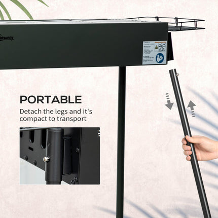 Portable Charcoal BBQ Grill with Seasoning Baskets for Camping Picnic Hiking