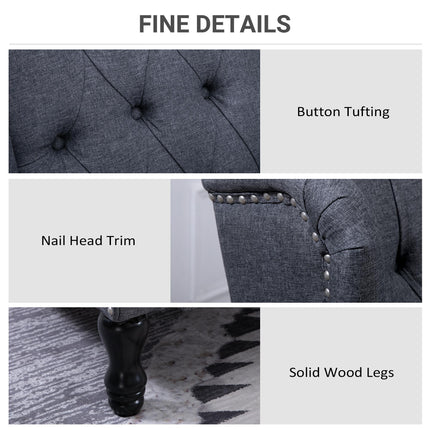 Recliner Wingback Armchair with Button Tufted Back and Footrest - Dark Grey