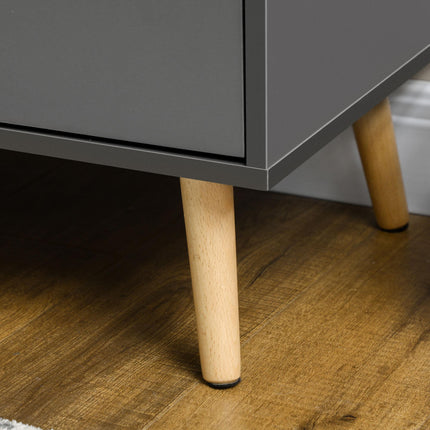 Modern Sideboard with Double Doors, 3 Drawers & Adjustable Shelves for Living Dining Room - Dark Grey