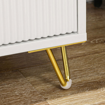 Elegant Three Drawer Chest with Gold Handles - White