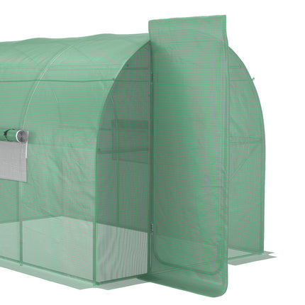3 Metre Walk-In Greenhouse with Galvanised Steel Frame and Mesh Windows - Green