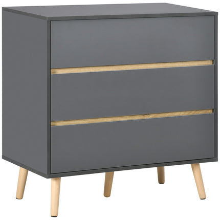 3-Drawer Chest Storage Organizer 80x40x80cm for Bedroom & Living Room - Dark Grey