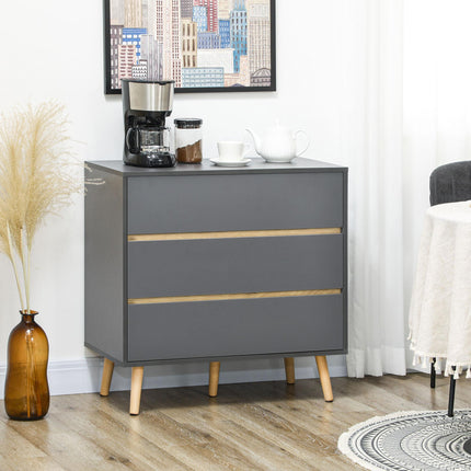 3-Drawer Chest Storage Organizer 80x40x80cm for Bedroom & Living Room - Dark Grey