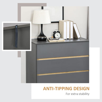 3-Drawer Chest Storage Organizer 80x40x80cm for Bedroom & Living Room - Dark Grey