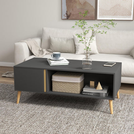 Modern Coffee Table with Storage Cabinets and Compartments 115x58x45cm - Grey