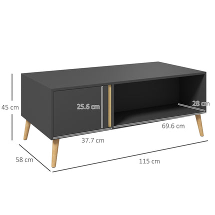 Modern Coffee Table with Storage Cabinets and Compartments 115x58x45cm - Grey