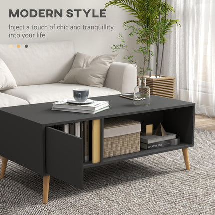 Modern Coffee Table with Storage Cabinets and Compartments 115x58x45cm - Grey