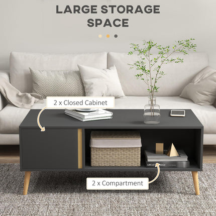 Modern Coffee Table with Storage Cabinets and Compartments 115x58x45cm - Grey