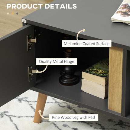 Modern Coffee Table with Storage Cabinets and Compartments 115x58x45cm - Grey
