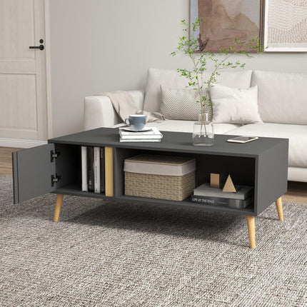 Modern Coffee Table with Storage Cabinets and Compartments 115x58x45cm - Grey