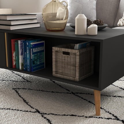 Modern Coffee Table with Storage Cabinets and Compartments 115x58x45cm - Grey