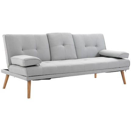 3 Seater Scandinavian Recliner Sofa Bed with Adjustable Back and Middle Table Cup Holder - Grey