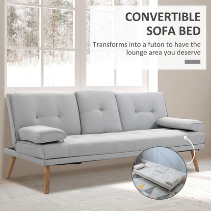 3 Seater Scandinavian Recliner Sofa Bed with Adjustable Back and Middle Table Cup Holder - Grey