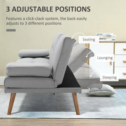 3 Seater Scandinavian Recliner Sofa Bed with Adjustable Back and Middle Table Cup Holder - Grey