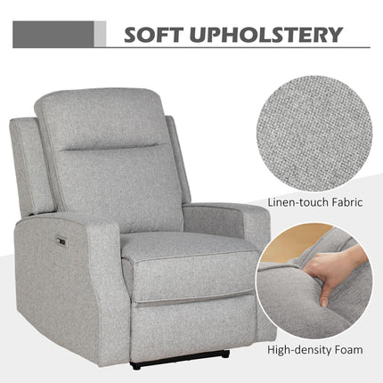 150° Electric Reclining Chair with USB Port and Footrest - Grey