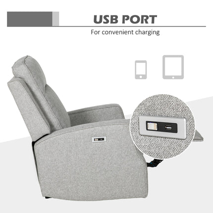 150° Electric Reclining Chair with USB Port and Footrest - Grey