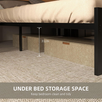 Industrial Double Bed Frame with Under-Bed Storage - Rustic Brown