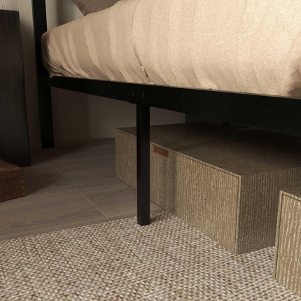 Industrial Double Bed Frame with Under-Bed Storage - Rustic Brown