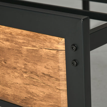 Industrial Double Bed Frame with Under-Bed Storage - Rustic Brown