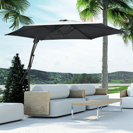 3 Metre Cantilever Parasol with Crank Handle and Cross Base - Grey