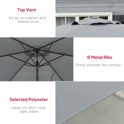 3 Metre Cantilever Parasol with Crank Handle and Cross Base - Grey